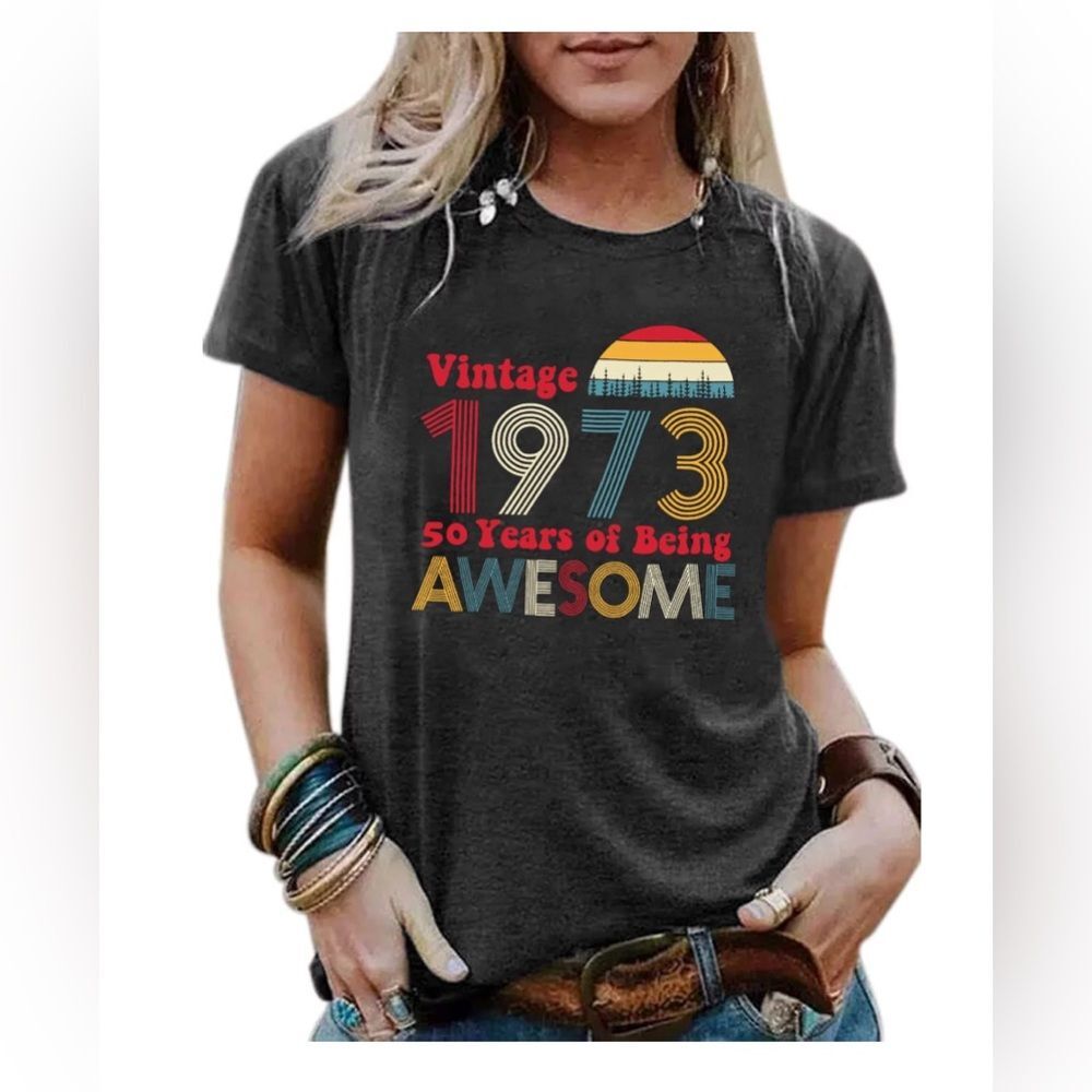 Vintage 1973 graphic T shirt, 50th birthday T shirt gift
